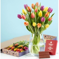 The Mixed Tulip Letterbox with Luxury Chocolate